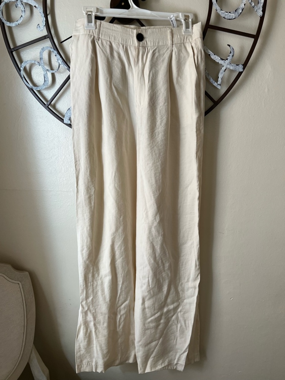 Zara Cream High-Waist Trousers